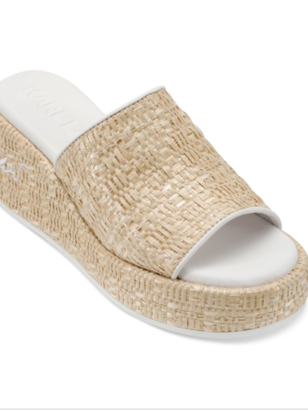 Karl Lagerfeld Paris Women's Calvina Slide Wedge Sandals - Natural/ Bright White